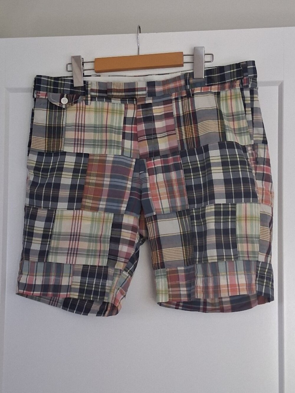 Vintage Polo Ralph Lauren Madras Patchwork Bermuda Shorts 34 Authentic Indian